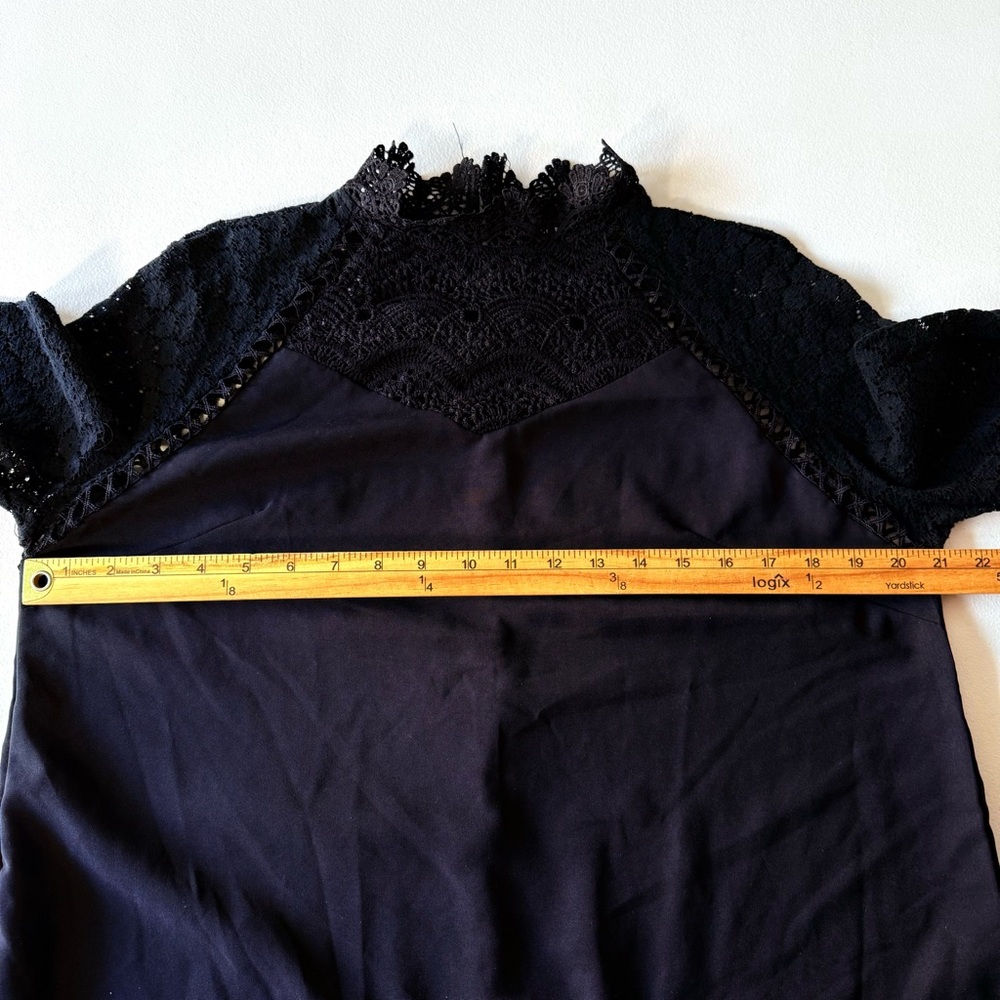 SHEIN Women’s Large Long Sleeve Blouse‎ Black Lace Cottage Witchy Renaissance - Picture 5 of 9